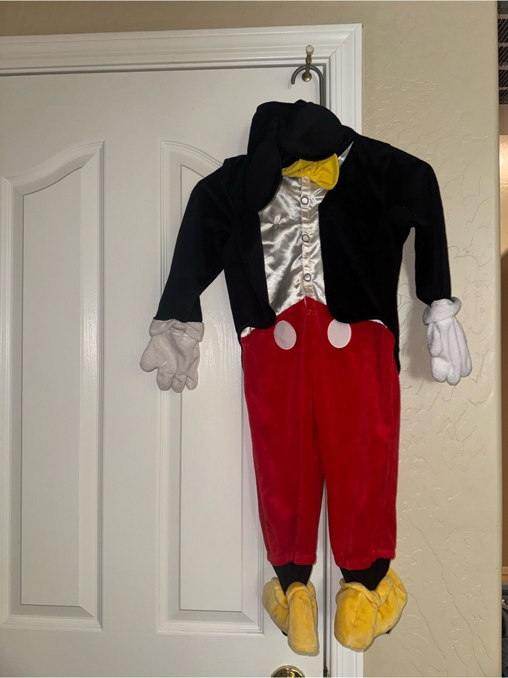 Vintage  Mickey Mouse Plush Costume Red Black Yellow Full Body Kids